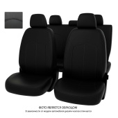 Чехлы VW Polo VI 2020-> черный/отстрочка черная, экокожа "Оригинал"