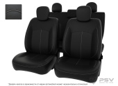 Чехлы Kia Ceed I 2006-2012 г. - черный/отстрочка белая, экокожа "Оригинал"