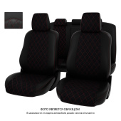 Чехлы Mazda 6 II 2007-2013 г. - Sd  РОМБ /отстрочка красная, черная экокожа + черная алькантара "Оригинал"