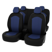 Чехлы Hyundai Solaris I 2010-2017 г. - Sd черно-синяя экокожа "Оригинал"