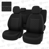 Чехлы Chevrolet Cobalt II 2011-2016 г./Ravon R4 2016-> РОМБ/отстрочка черная, черная экокожа *Оригинал*