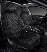 Накидки 5D PSV Velur 2 FRONT (Черный/Отстрочка Белая), на передние сиденья, велюр 