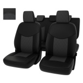 Чехлы Ford EcoSport 2014-2021 г. - РОМБ/отстрочка серая, черно-серая экокожа "Оригинал"
