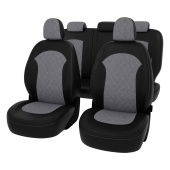 Чехлы Hyundai ix35 2010-2015 г - РОМБ /отстрочка серая, черная экокожа + серая алькантара "Оригинал"