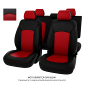 Чехлы Nissan Juke 2010-2019 г. - черно-красная экокожа "Оригинал"