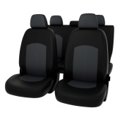 Чехлы VW Polo V 2009-2020 г. - Sd, сплошная спинка, черно-серая экокожа "Оригинал"