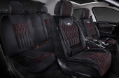 Накидки 5D PSV Galant Velur (Черный/Отстрочка Красная), комплект на весь салон, велюр 