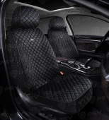 Накидки 5D PSV Velur 2 FRONT (Черный/Отстрочка Синяя), на передние сиденья, велюр 