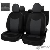 Чехлы Nissan X-Trail II 2007-2015 г. (T31) - РОМБ/отстрочка серая, черно-серая экокожа "Оригинал"