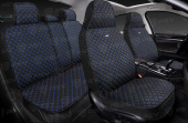 Накидки 5D PSV Len Sport (Черный/Отстрочка Синяя), комплект на весь салон, лен 