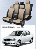 Чехлы Renault Logan I 2004-2015 г. - перфорация, черно-бежевый "Статус"