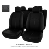 Чехлы Toyota Camry XV70 2017-> черный/отстрочка белая, экокожа "Оригинал"