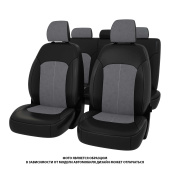 Чехлы Kia Seltos I 2019-> черная экокожа + серая алькантара "Оригинал"