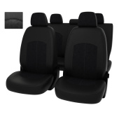 Чехлы VW Polo V 2009-2020 г. - Sd, сплошная спинка, черная экокожа + черная алькантара "Оригинал"