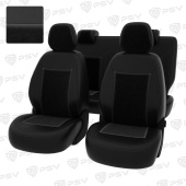 Чехлы Chevrolet Cobalt II 2011-2016 г./Ravon R4 2016-> черная экокожа + черный велюр *Оригинал*