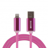 Кабель для зарядки с USB светящийся для Apple розовый CBL710-U8-10PK "WIIIX"