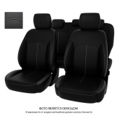Чехлы Mitsubishi L200 V 2015-> черный/отстрочка белая, экокожа "Оригинал"