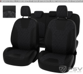 Чехлы Ford Kuga II 2012-2016 г. -  РОМБ/отстрочка серая, черная экокожа + серая алькантара "Оригинал"