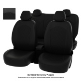 Чехлы Chevrolet Lacetti 2004-2013/Ravon Gentra 2015-> РОМБ/отстрочка черная, черная экокожа *Оригинал*