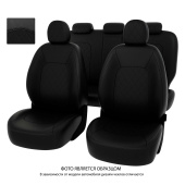 Чехлы Kia Sportage III 2010-2016 г. - подголовник активный, РОМБ/отстрочка черная, черная экокожа "Оригинал"