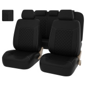 Чехлы PSV Elegant Next (Черный/Ромб черный/отстрочка белая), ромб + экокожа