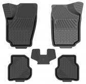 Коврики VW Polo V 2009-2020 г. - резиновый, черный "Rezkon"
