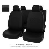 Чехлы UAZ Patriot 2014-> (Classic) РОМБ/отстрочка черная, черная экокожа "Оригинал"
