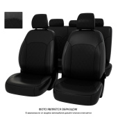 Чехлы Hyundai Solaris II/Kia Rio IV 2017-> Sd (Comfort/Prestige) РОМБ/отстрочка черная, черная экокожа "Оригинал"