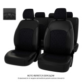 Чехлы Toyota  Rav4 V 2018->  РОМБ /отстрочка черная, черная экокожа + черная алькантара "Оригинал"