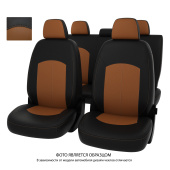 Чехлы Kia K5 III 2020-> черно-св.коричневая экокожа "Оригинал"