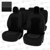 Чехлы Hyundai ix35 2010-2015 г. - черная экокожа + черный велюр "Оригинал"
