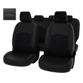 Чехлы Ford Focus II 2005-2011 г. - (Trend) черная экокожа + черная алькантара "Оригинал"