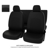 Чехлы VW Jetta VI 2010-2018 г. - (Trendline) РОМБ/отстрочка черная, черная экокожа *Оригинал*
