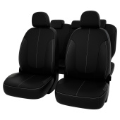 Чехлы Chevrolet Spark III 2009-2016 г. / Ravon R2 2016-> черный/отстрочка белая, экокожа *Оригинал*