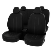 Чехлы Hyundai Solaris I 2010-2017 г. - Sd черный/отстрочка белая, экокожа "Оригинал"