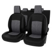 Чехлы Nissan Qashqai I 2006-2013 г. - черная экокожа + серая алькантара "Оригинал"