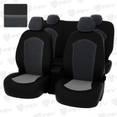Чехлы Hyundai Solaris II/Kia Rio IV 2017-> Sd (Comfort/Prestige) черная экокожа + серый велюр "Оригинал"