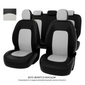 Чехлы Kia Sportage III 2010-2016 г. - подголовник активный, черно-белая экокожа "Оригинал"