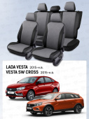 Чехлы Lada Vesta / Vesta SW Cross 2015-> перфорация, черно-серый "Статус"
