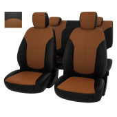 Чехлы Hyundai Creta I 2016-2021 г. -  черно-св.коричневая экокожа "Оригинал"
