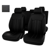 Чехлы Chevrolet Cruze I 2009-2015 г. - 5 подголовников, черный/отстрочка белая, экокожа "Оригинал"