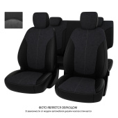 Чехлы Hyundai Creta II 2021-> черная экокожа + серая алькантара "Оригинал"