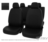 Чехлы Mitsubishi Outlander III 2018-> Рестайлинг 3, РОМБ/отстрочка черная, черная экокожа "Оригинал"