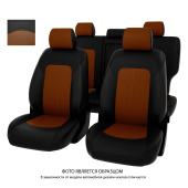 Чехлы Kia Sportage IV 2018-> Рестайлинг, 5 подголовников, черно-св.коричневая экокожа "Оригинал"