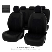 Чехлы Hyundai Sonata VIII (DN8) 2019-> черная экокожа + черная алькантара "Оригинал"