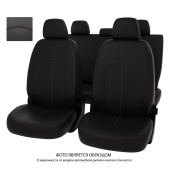 Чехлы Kia K5 III 2020-> черный/отстрочка красная, экокожа "Оригинал"