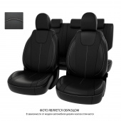 Чехлы Ford Mondeo V 2014-2019 г - (Titanium) черный/отстрочка белая, экокожа "Оригинал"
