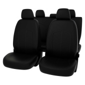 Чехлы VW Polo V 2009-2020 г. - Sd, деленная спинка, черный/отстрочка черная, экокожа "Оригинал"