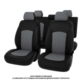 Чехлы Nissan Juke 2010-2019 г. - черная экокожа + серая алькантара "Оригинал"