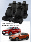 Чехлы Lada Vesta / Vesta SW Cross 2015-> велюр черный (терморомб Kub) "Статус"
